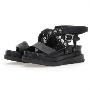 Black A.S.98 Ladonna Women's Sandals | CA-UMIQO-8275