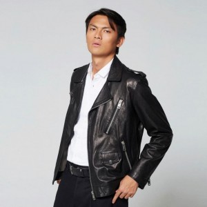 Black A.S.98 Leather Jimmy Men's Jackets | CA-UVSCD-5048