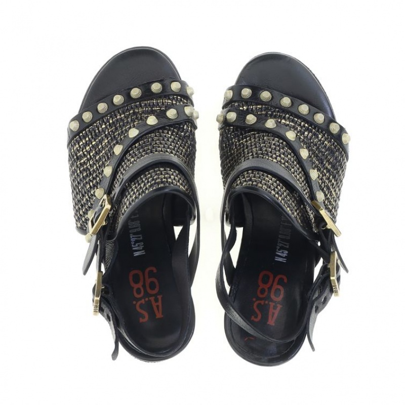 Black A.S.98 Beckah Women's Sandals | CA-GAOXE-8314