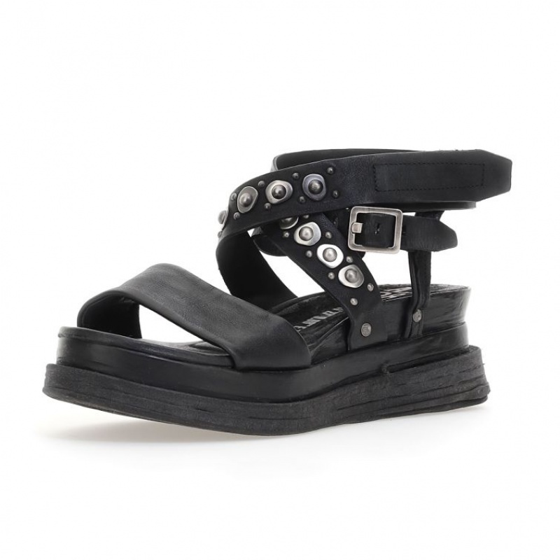 Black A.S.98 Ladonna Women's Sandals | CA-UMIQO-8275