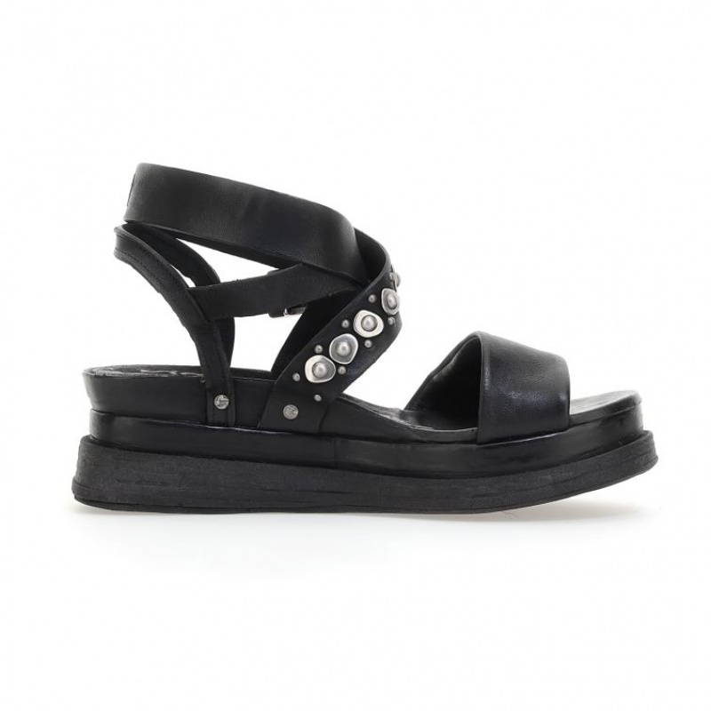 Black A.S.98 Ladonna Women's Sandals | CA-UMIQO-8275