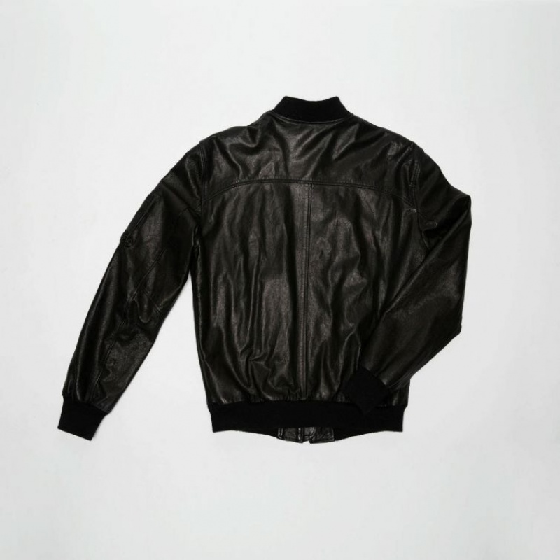 Black A.S.98 Leather James Men's Jackets | CA-AKDWF-1260