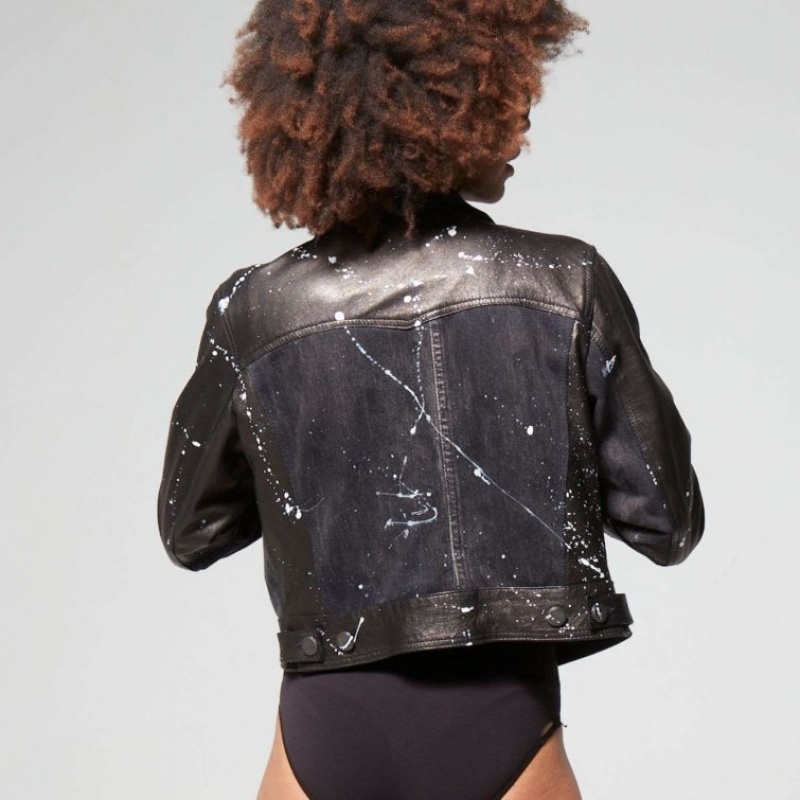 Black A.S.98 Leather Jason Women's Jackets | CA-XKUVG-8629