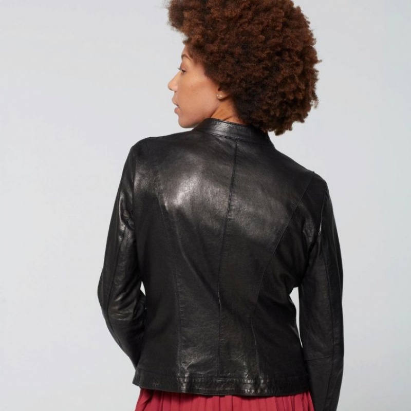 Black A.S.98 Leather Jude Women's Jackets | CA-BPDFU-6328