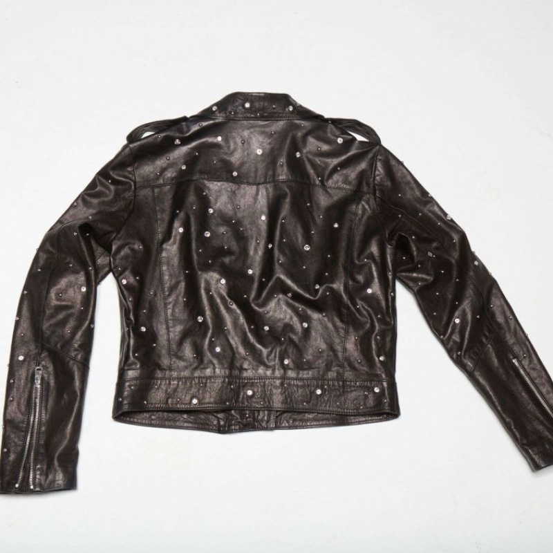 Black A.S.98 Leather Katy Women's Jackets | CA-WZYKH-5940