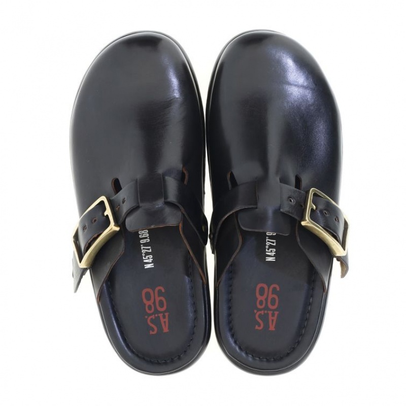 Black A.S.98 Mules Mike Men's flat shoes | CA-IBNFO-0271