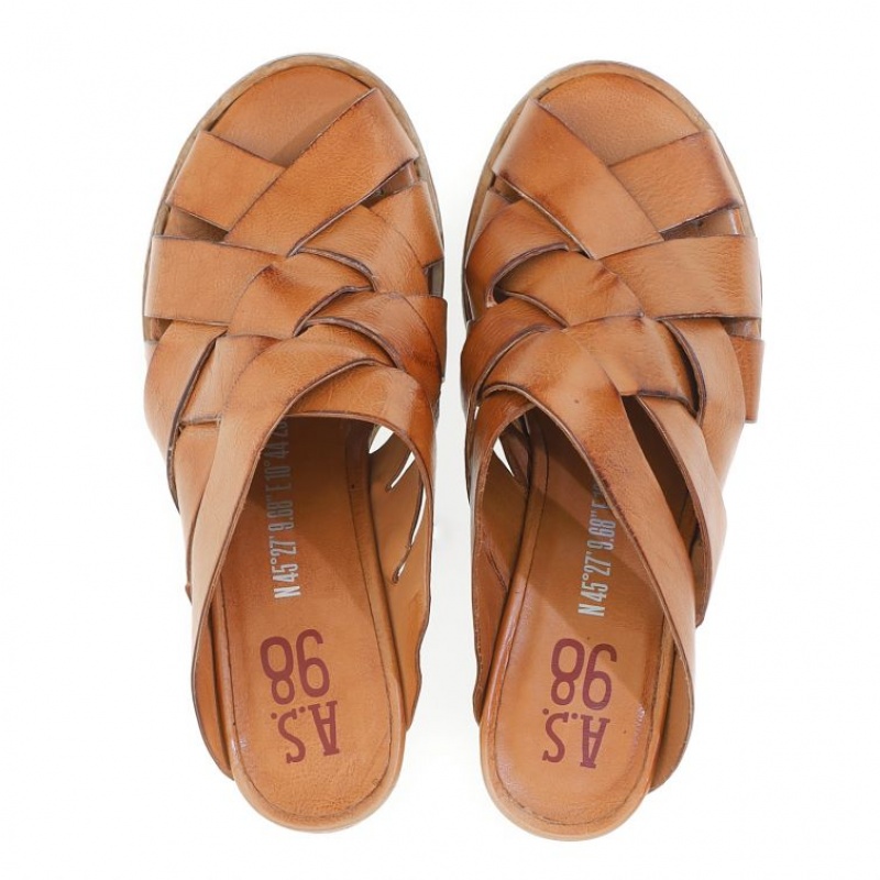 Brown A.S.98 Bessie Women's Sandals | CA-JUBSV-0971