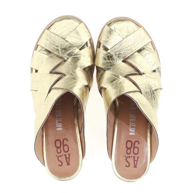 Gold A.S.98 Bessie Women's Sandals | CA-ECKFA-5839