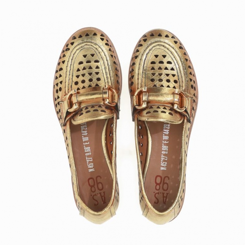 Gold A.S.98 Jacklyn Women's flat shoes | CA-XEPID-2836